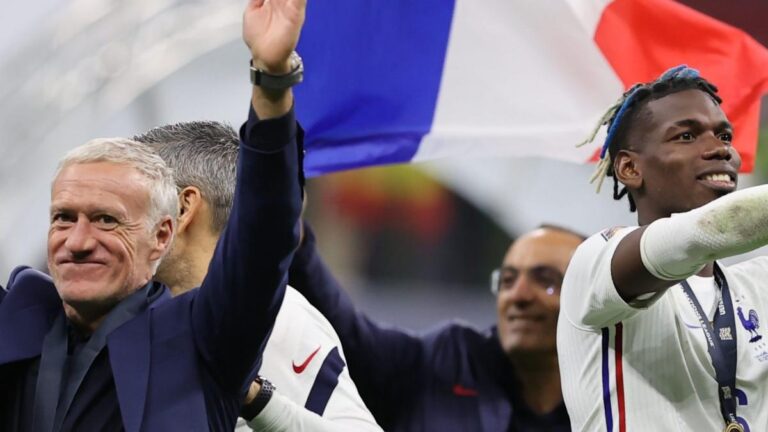 French team: Didier Deschamps reacts to Paul Pogba's nightmare