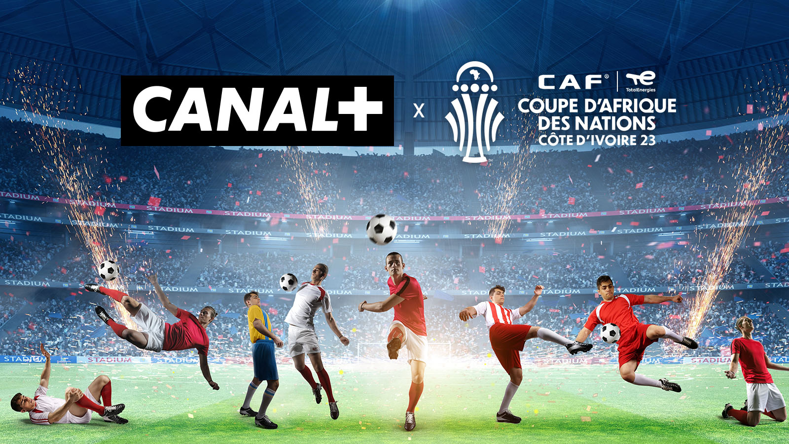 Canal+ visual for the advent of CAF 2024. This image is to illustrate how to watch the CAN 2024 matches in streaming via Canal+.