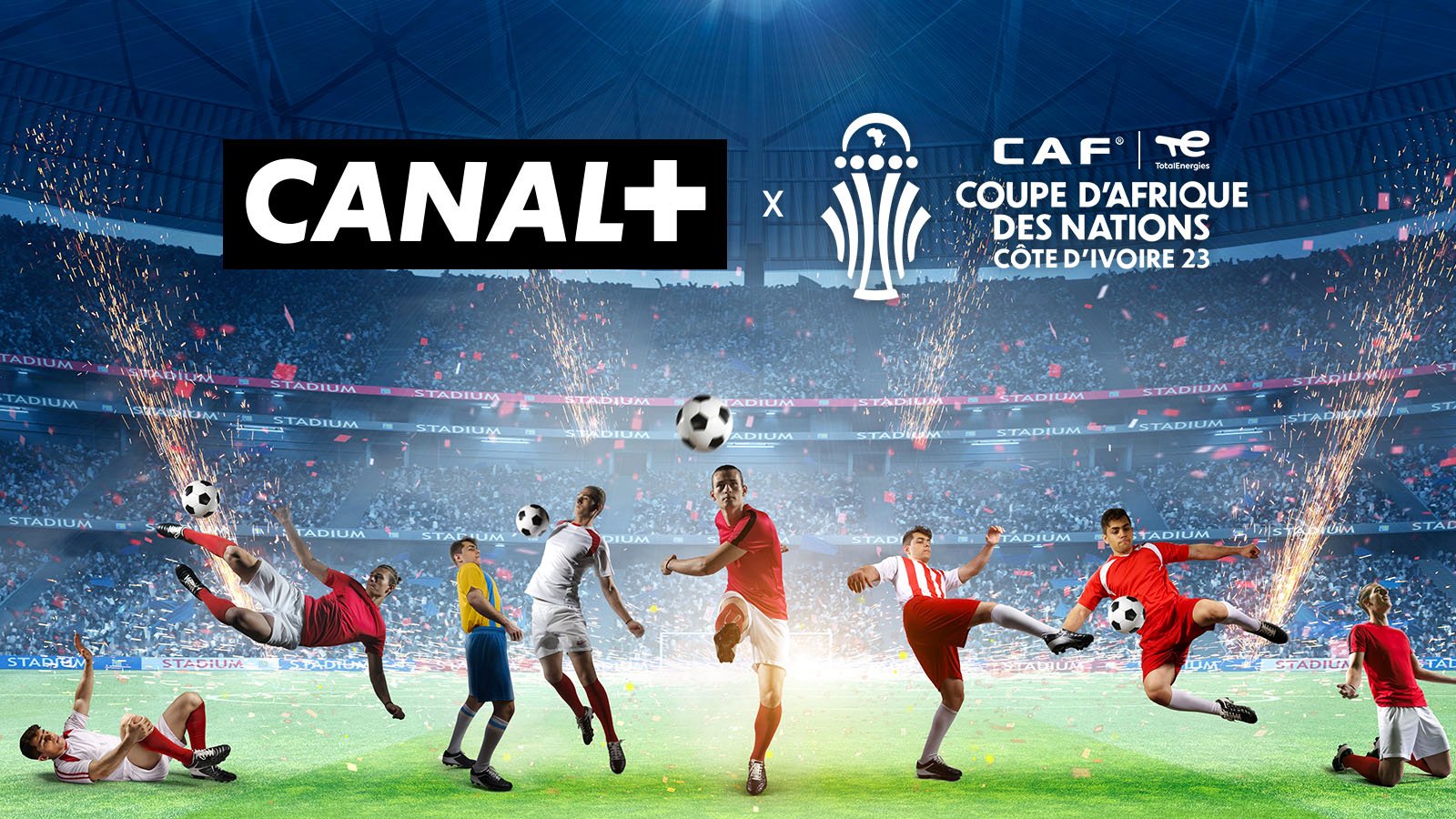 Canal+ visual for the advent of CAF 2024. This image is to illustrate how to watch the CAN 2024 matches in streaming via Canal+.