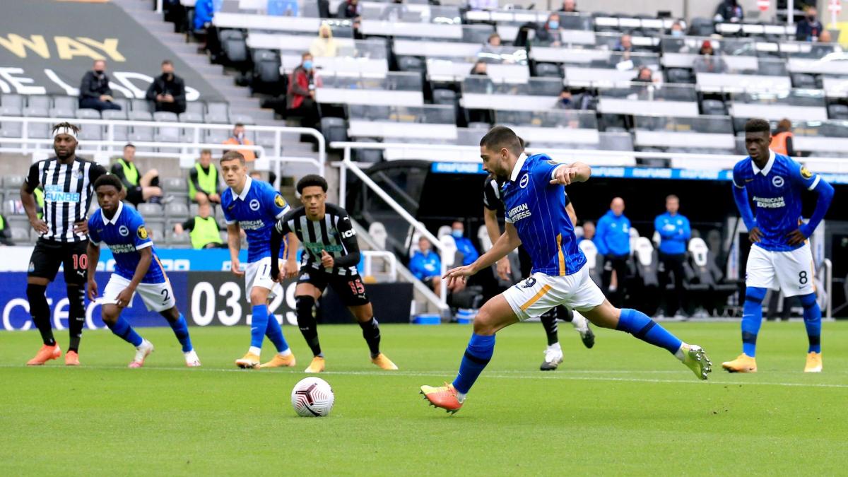 Neal Maupay clashes with Everton fans