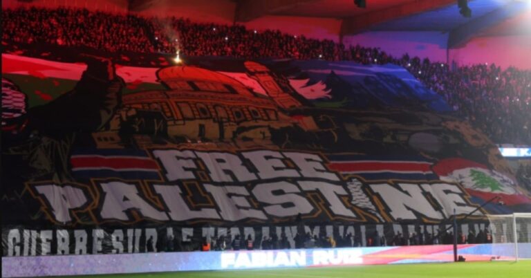 The Parc des Princes tifo for Palestine