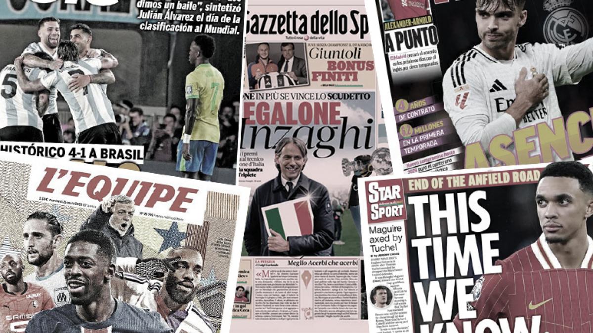 The Argentinian press in madness after the humiliation of Brazil, Bayern wants Bradley Barcola