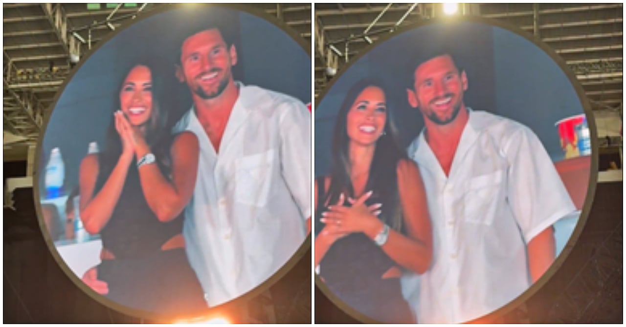 Lionel Messi and his wife caught in flag (video)