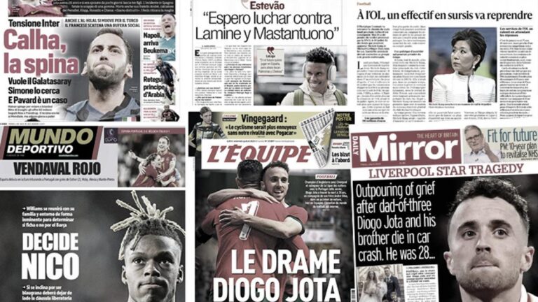 The inconsolable European press after the death of Diogo Jota, an imminent decision for Nico Williams