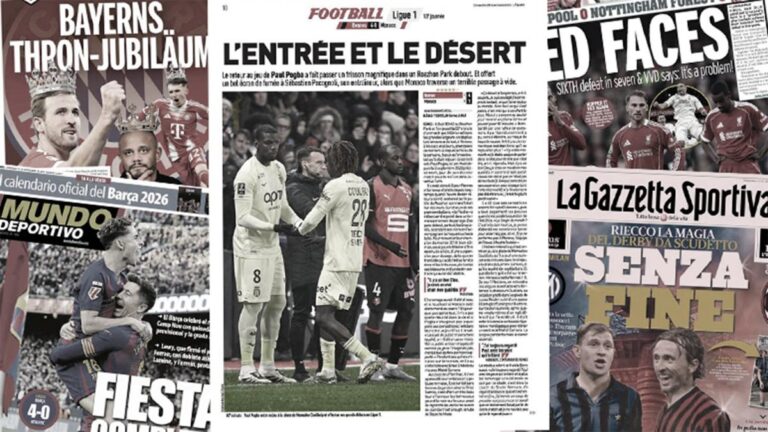 The return of Paul Pogba stirs the press, Liverpool is dismantled in England