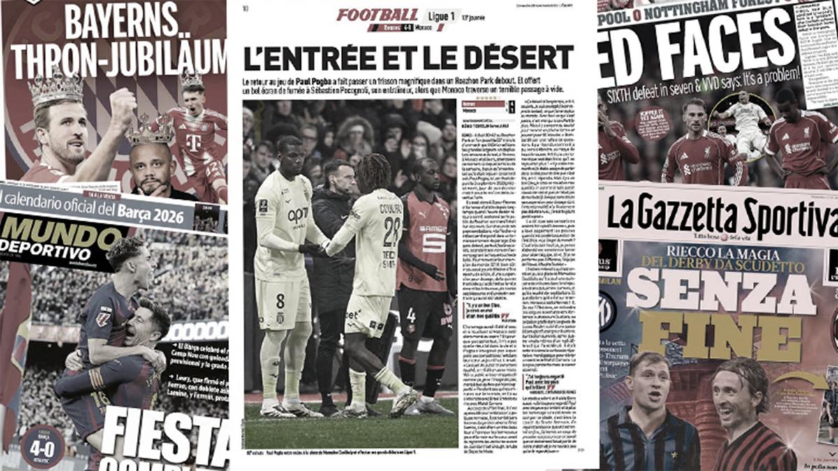 The return of Paul Pogba stirs the press, Liverpool is dismantled in England