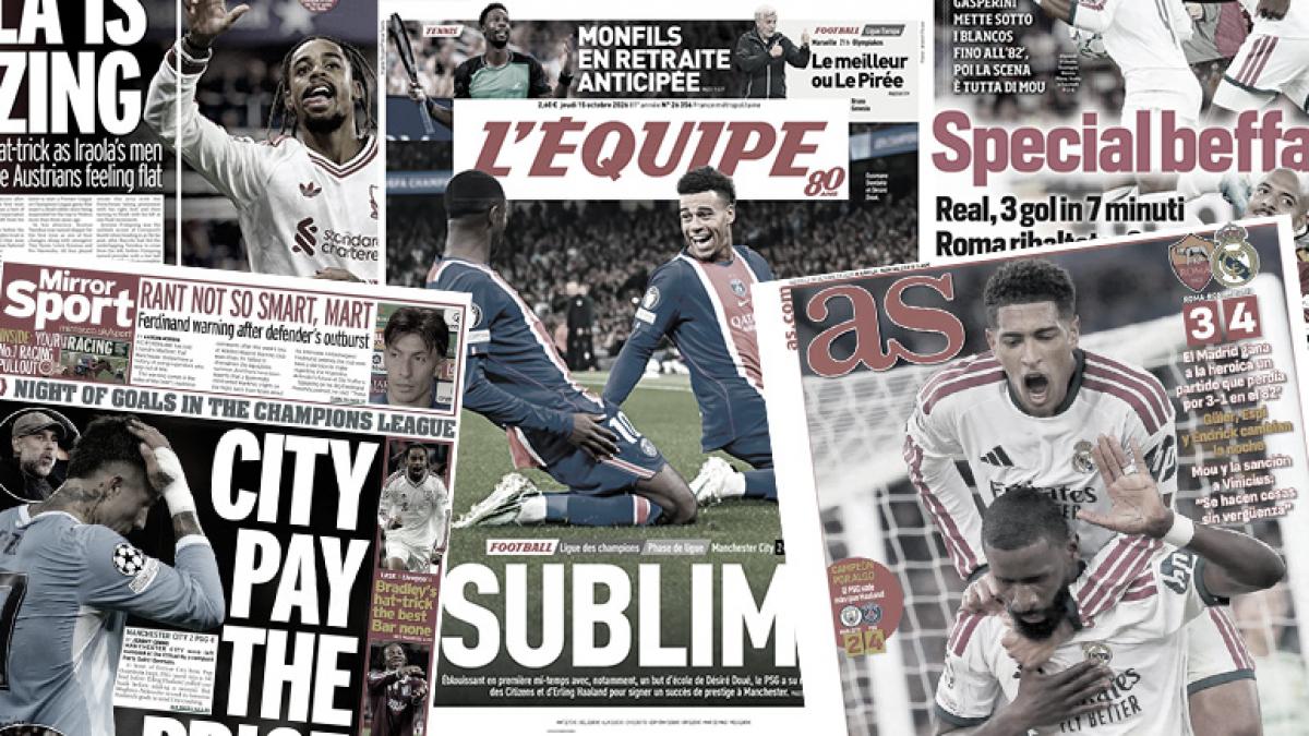 The world press on its knees in front of PSG, England stunned by Barcola's hat-trick